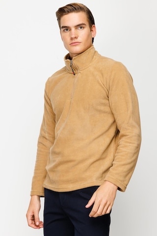 İgs Erkek Camel Standart Yarım Fermuar Polar Camel