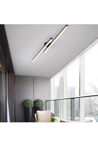 Laaysa 3 Renk Yanabilen 3000 K-4000k-6500k Çubuk Led Avize Armatür Ikili 100 Cm Çubuk Uzunluğu Siyah