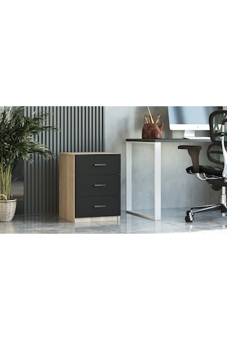 Robin Home Verona C Ofis 3 Lü Keson Meşe - Siyah