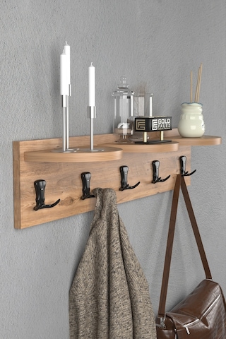 Askılık Duvar Elbise Askılığı Portmanto 80 Cm Ceviz Diğer