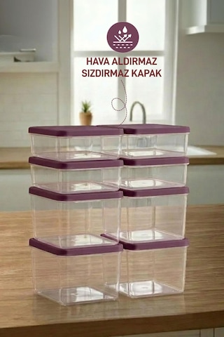 Selka Home 4 Adet 0.5 ve 4 Adet Derin 1 Lt. Nora Organizer Buzdolabı Buzluk Düzenleyici Saklama Kabı
