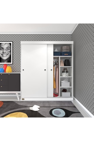 Kenzlife Gardırop Sürgülü Kapaklı Kapılı 160 Papatya Byz Gardolap Dolap