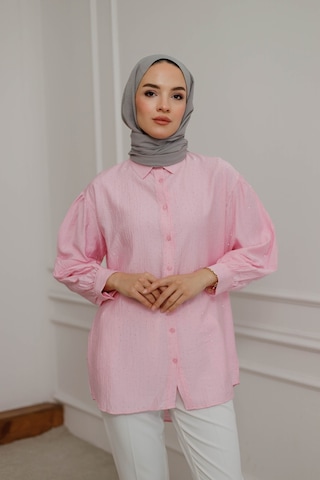Moonsc Kadın Gömlek Regular Fit Tesettür Pembe