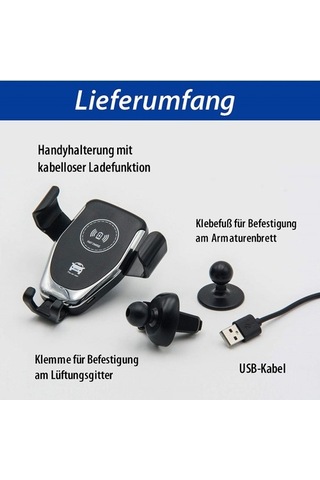 Wisdomselect Kablosuz Araç Şarj Cihazı, Cep Telefonu Şarj Cihazı, Cep Telefonu Tutucusu, Kablosuz Şarj Cihazı Siyah Vantuzlu Siyah 7wl8fb