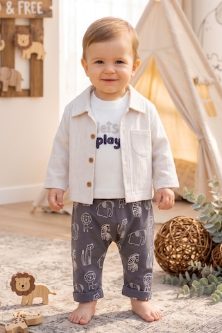 Babymod Gömlekli 3 Lü Erkek Bebek Takım Set Krem
