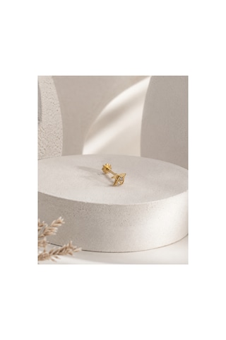 14 Ayar Altın Kırlangıç Model Taş Detaylı Tragus Piercing Küpe