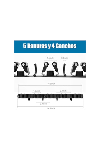 Geeroyoo 5 Yuvalı Ve 4 Paslanmaz Çengelli Yapışkanlı Süpürge Ve Paspas Askısı, Mutfak, Banyo, Garaj İçin Pratik Organizatör