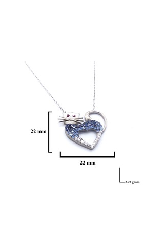 Ferizz Zirkon Taşlı Kedi Şekilli Gümüş Kolye Gk-308