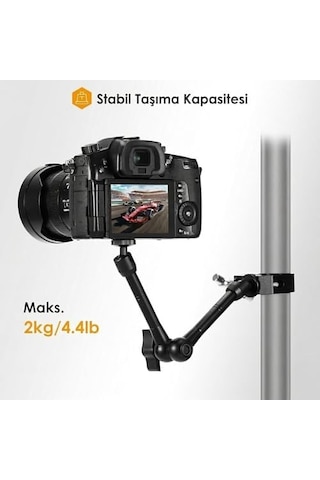 Profesyonel Magic Arm Dslr Kamera Tutucu Süper Kelepçeli Mengene Stand, 1/4 3/8 Dişli Flaş Pabuçlu E
