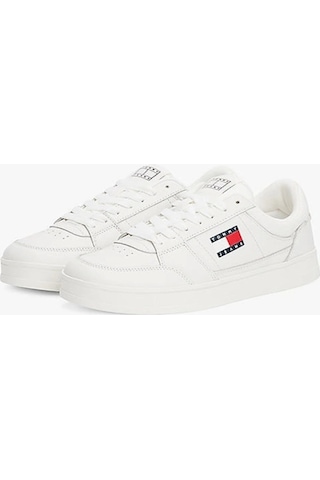 Tommy Hilfiger Tommy Jeans Erkek Beyaz Greenwich Essential Deri Sneaker Çok Renkli