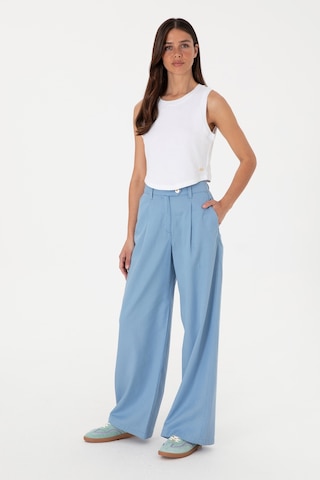 U.S. Polo Assn. Kadın Mavi Loose Fit Kanvas Pantolon 50300631-VR036