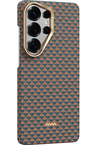 Galaxy S26 Ultra Uyumlu Kılıf M-safe Şarj Özellikli Raptic Aramid Skin Origin Serisi Kapak Gold-mavi Mavi - Gold