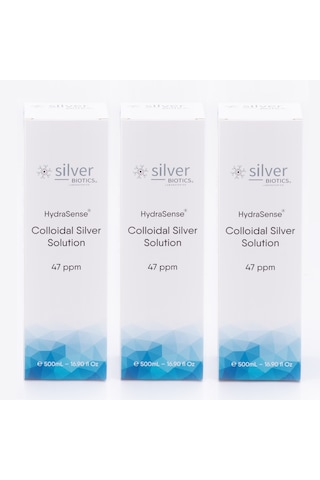 Silverbiotics 47PPM HydraSense Kolloidal Gümüş Suyu 3 x 500 ML