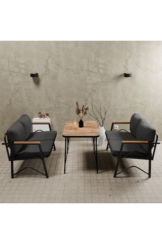 Mb Garden Furnıture Simetri Model, Balkon, Bahçe, Cafe, Metal Koltuk Takımı, Bahçe Takımı ,çay Seti,2+2 Masalı Süngerli Antrasit