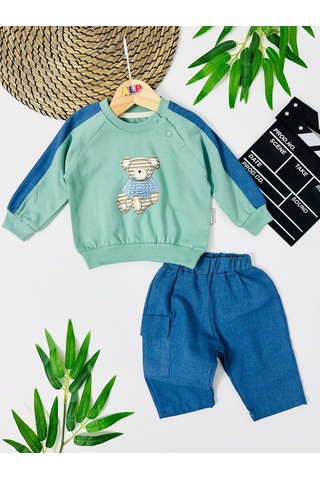 Algeria Bear Detaylı Omuzdan Çıtçıtlı Takım Yesil