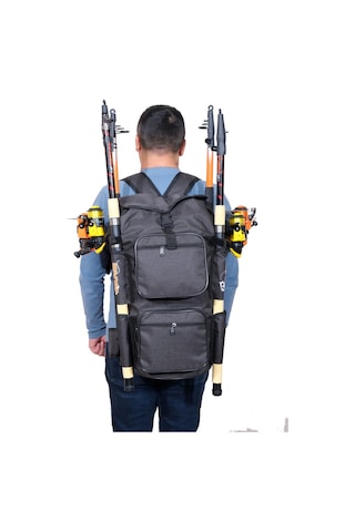 Wolfish Balıkçı Sırt Çantası Siyah 4 Olta Kapasiteli