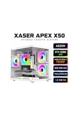 Xaser Apex-X50 Beyaz R5-7500F 16 GB 1 TB M.2 SSD RTX5060 Free Dos Oem Paket Masaüstü Oyuncu Bilgisayarı Xaser Apex-X50 Beyaz R5-7500F 16 GB 1 TB M.2 SSD RTX5060 Free Dos Oem Paket Masaüstü Oyuncu Bilgisayarı