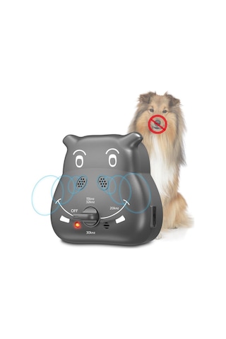 Köpekler İçin Akıllı Anti Havlama Cihazı İç/dış Mekan 4 Seviye Şarj Edilebilir Evcil Hayvan Davranış-gri