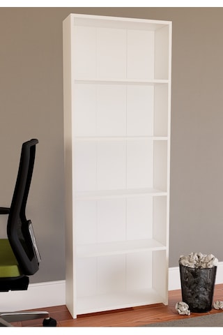Tamamı Mdf 5 Ayarlanabilir Raflı Kitaplık Beyaz