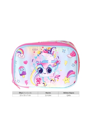 Kaukko Kids Dondurma Desenli Pembe Kız Çocuk Organizer Kalem Çantası - Kalemlik - L5293