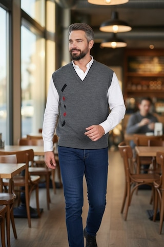Kamalı Erkek Gri Tüylenme Yapmayan Anti-pilling Standart Fit Normal Kesim V Yaka Triko Süveter