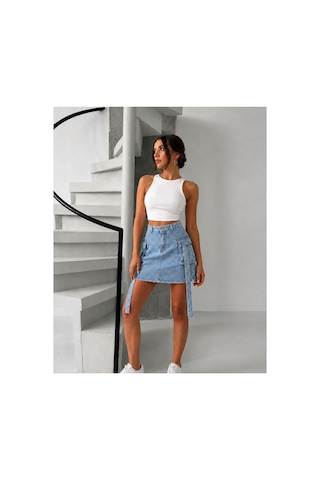 Bluemarlin Buz Kar Kargo Cep Kuşaklı Denim Kot Etek Buz Kar