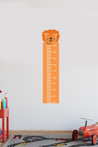 Sevimli Hayvan Aslan Tasarımlı Boy Ölçer Sticker