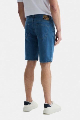 Ucla Darrel Mavi Nakışlı Standard Fit Erkek Denim Şort Mavi
