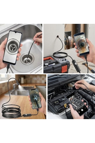 Buffer 3 Metre Android Telefon Uyumlu 6 Led Işıklı Su Geçirmez Endoskop / Boroskop Yılan Kamera Hd