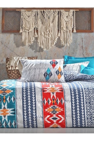 Cotton Box Ethnic Tek Kişilik Nevresim Takımı Marika Lacivert