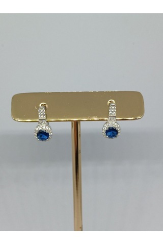 925 Ayar Gümüş Lacivert Safir Taşlı Takı Seti Kolye Ucu, Yüzük Ve Küpe Gümüş