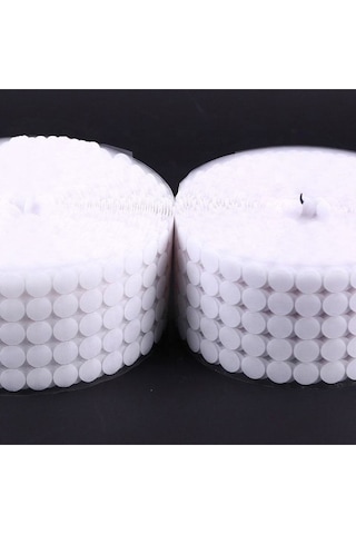 3000 Adet 1,5 Cm Beyaz Yuvarlak Kesim Cırt Bant, Arkası Yapışkanlı Para Para Dişi-erkek Takım