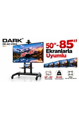 Dark Ava1800 50"- 85" Dev Ekran Tv Destekli, Hareketli, Tekerlekli Tv - Monitör Fuar Standı