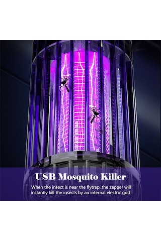 Tongxida 2022 Yeni Usb Şarjlı Sessiz Sinek Öldürücü Ve Gece Işığı 1200mah - Gri C13