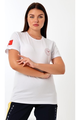 Paramedik Yuvarlak Yaka Penye Kısa Kol Tshirt - Beyaz-12109-beyaz