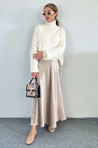 Luna Bel Lastikli Maksi Boy Gold Saten Etek Gold