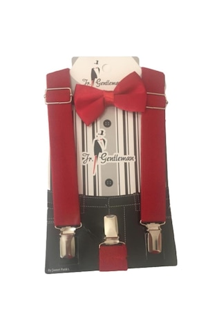 Erkek Çocuk Kırmızı Pantolon Askısı & Papyon Set-Kırmızı Erkek Çocuk Kırmızı Pantolon Askısı & Papyon Set-Kırmızı