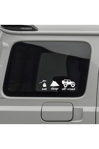 Eat Sleep Offroad Sticker - 4x4 Sticker - 15cmx5cm - Beyaz