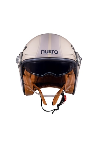 Nukro B-108 Super Sport Yazlık Motosiklet Kaskı Krem Gri