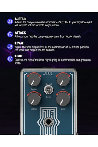 Donner Lax Comp True Analog Compressor Pedalı