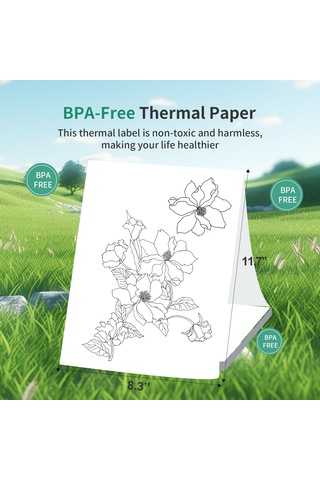 Vkemall Peripage A40 Uyumlu A4 Termal Yazıcı Kağıdı - 210x297mm 200 Yaprak, Suya Yağa Dayanıklı, Bisfenol A Yok, 3 Yıl Görüntü Saklama