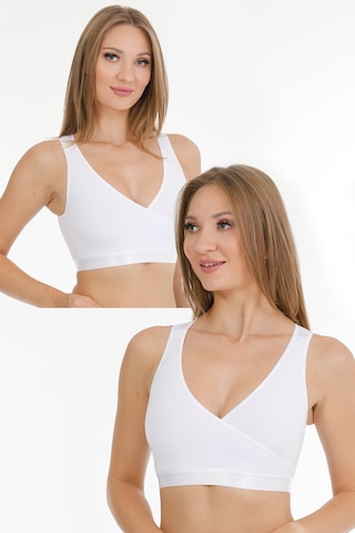 Parlingerie Emzirme Sporcu Büstiyeri 2li Set Beyaz-beyaz