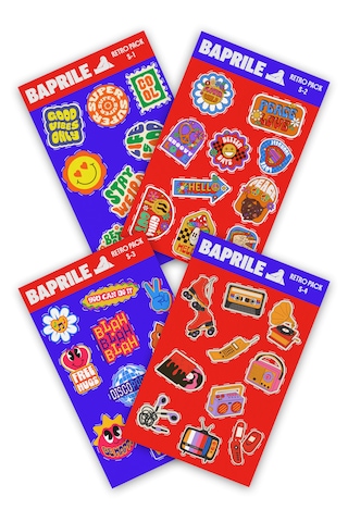 Retro Y2k 90 Lar Pozitif Sticker Paketi 4 Sayfa 41 Parça Etiket Seti Çok Renkli