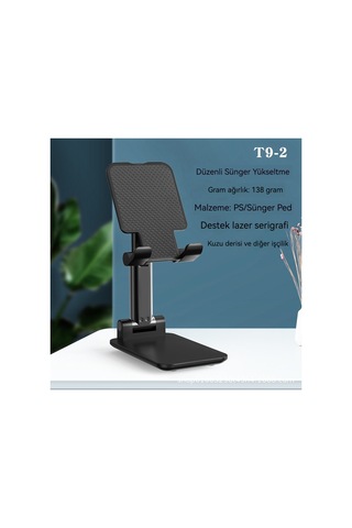 Aurora Taşınabiler Teleskopik Tembel Katlanır Masasüstücep Telefonu Standısiyah Siyah