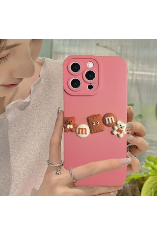 Apple Uyumlu iPhone 15 Pro Kılıf 3d M Bear Kamera Korumalı Silikon Kapak