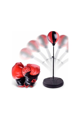 Çocuk Boks Standı 70-105 Cm Refleks Topu Boks Seti Eldiven Çok Renkli