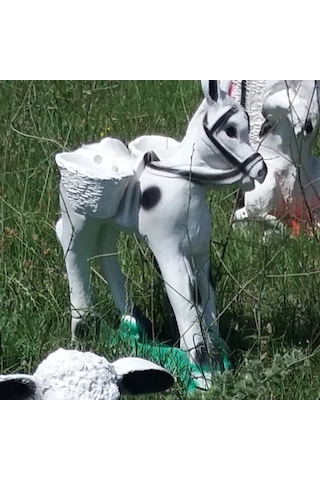 M3 Semerli Heybeli Saksılı Merkep Iç Dış Mekan 50Cm Heykeli Siyah - Beyaz