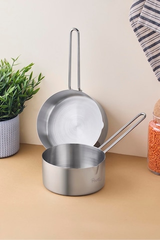 Cookpro Paslanmaz Çelik 2'li Sos Tencere Seti 14-16 Cm Silver Metalık Metalik