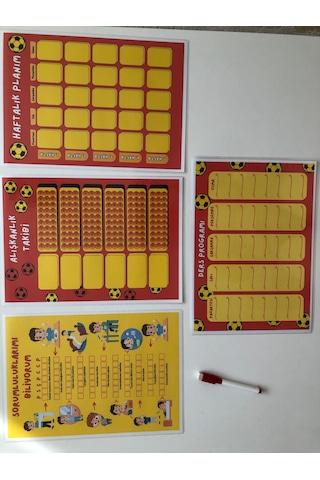 Çocuklar İçin Planlayıcı Set-sarı Kırmızı Alışkanlık Ve Sorumlulu