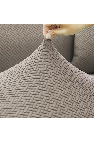 Upmall Tuğla Desen Koltuk Örtüsü Çekyat Kılıfı 3311 Takım Vizon